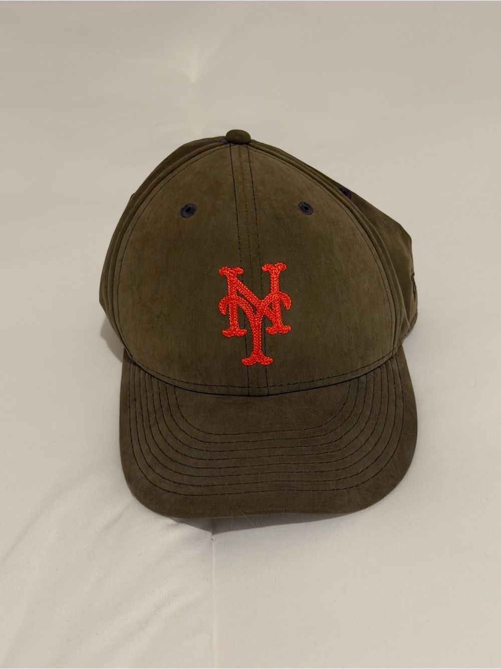 Olive Aimé Leon Dore Mets Cap with Orange Embroidery